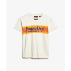 Damska dopasowana koszulka Superdry Venue Outdoors. Białe t-shirty damskie Superdry., m, z aplikacjami, z jeansu, bez kołnierzyka. Za 139.75 zł.