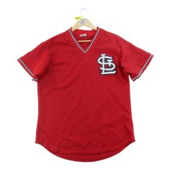 Second life - Koszulka męska Majestic MLB Saint-Louis Cardinals - Stan dobry. Czerwone koszulki sportowe męskie MAJESTIC SPORT, m, bez wzorów, bez kołnierzyka, bez ramiączek, na fitness i siłownię. Za 127.76 zł.