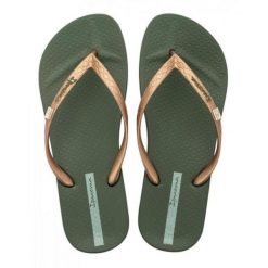Japonki basenowe damskie Ipanema Anat Brasilidade. Zielone klapki damskie Ipanema, bez wzorów, z materiału, eleganckie, bez obcasa. Za 56.95 zł.