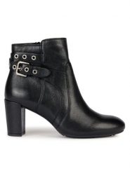 Geox Botki D Loisia D36QNA 000LM C9999 Czarny. Czarne botki damskie Geox, ze skóry, bez obcasa, na słupku, bez zapięcia. Za 479.99 zł.