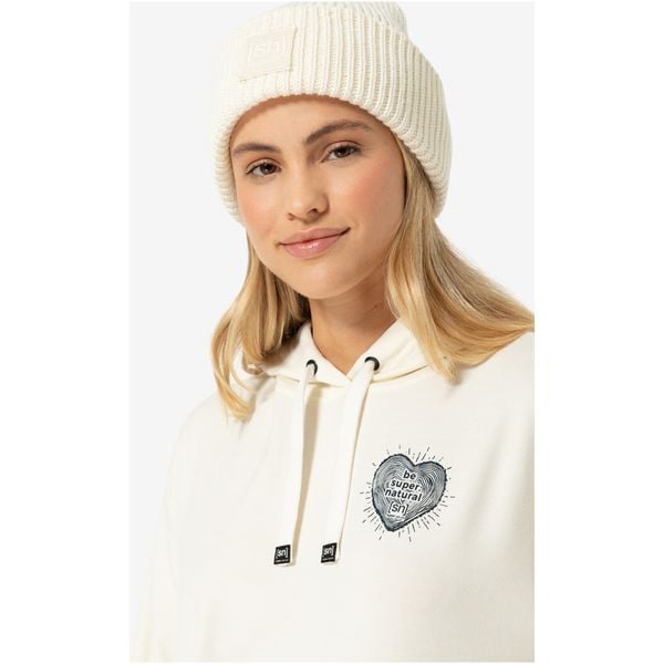 Czapka SUPER.NATURAL Krissini Beanie. Białe czapki i kapelusze damskie super.natural, z aplikacjami, z dzianiny. Za 212.30 zł.