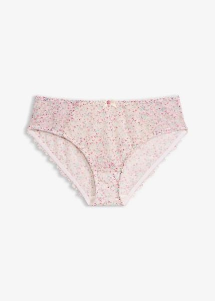 Figi maxi z koronką w kwiaty. Białe figi damskie bonprix, bez wzorów, z koronki. Za 49.99 zł.