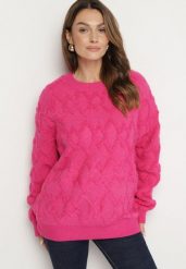 Fuksjowy Sweter o Luźnym Kroju i Wzorzystym Splocie ze Ściągaczami Elondrae. Czerwone swetry damskie Born2be, uniwersalny, bez wzorów, z bawełny, eleganckie, bez kołnierzyka, bez ramiączek, długie, bez kaptura. Za 149.99 zł.