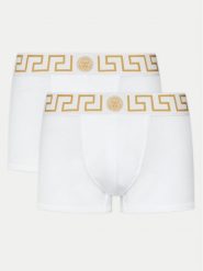 Versace Komplet 2 par bokserek AU10181 1A10011 Biały. Białe bokserki męskie Versace, m, bez wzorów, z bawełny. Za 319.99 zł.