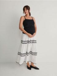 Bawełniana spódnica maxi - biały. Białe spódnice damskie Reserved, l, bez wzorów, z bawełny, maxi. W wyprzedaży za 79.99 zł.