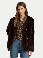 LAUREN RALPH LAUREN Futro 297P04117002 Brązowy ciemny Regular Fit. Brązowe płaszcze damskie Lauren Ralph Lauren, xl, bez wzorów, z futra, bez kaptura. Za 1,699.00 zł.