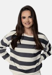 Bluza w paski B-MAGNE. Białe bluzy damskie Volcano, m, bez wzorów, z jeansu, bez kaptura. Za 159.99 zł.