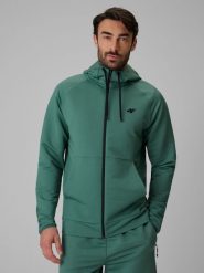 4F Bluza treningowa regular z kapturem męska - turkusowa XXL. Niebieskie bluzy sportowe męskie 4f, m, bez wzorów, z kapturem. Za 229.99 zł.