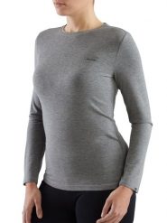 Koszulka longsleeve damska Viking Teres z przędzy bambusowej i wełny Merino. Szare t-shirty damskie Viking, m, bez wzorów, z elastanu, klasyczne, bez kołnierzyka. Za 129.90 zł.