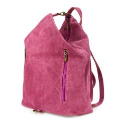 Włoski Stylowy Plecak Damski Skórzany Zamsz A4 purpurowy W14. Fioletowe plecaki damskie bez wzorów, z zamszu, biznesowe. Za 214.90 zł.