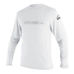 Koszulka do sportów wodnych ONEILL Basic Skins długi rękaw. Białe koszulki sportowe męskie O'Neill, l, bez wzorów, z materiału, bez kołnierzyka, bez ramiączek, żeglarskie. Za 154.45 zł.