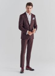 PAKO LORENTE – Spodnie męskie garniturowe P21WF-6G-079-D. Czerwone eleganckie spodnie męskie Pako Lorente, m, bez wzorów, z elastanu. Za 199.99 zł.
