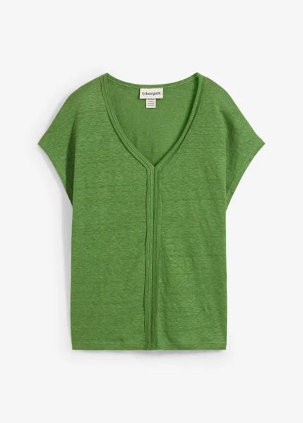 Bluzka z czystego lnu. Czerwone bluzki damskie bonprix, bez wzorów, ze lnu, bez kołnierzyka, bez ramiączek. Za 144.99 zł.