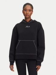 KARL LAGERFELD Bluza A3W20011 Czarny Relaxed Fit. Czarne bluzy damskie KARL LAGERFELD, l, bez wzorów, z bawełny, bez kaptura. Za 719.99 zł.