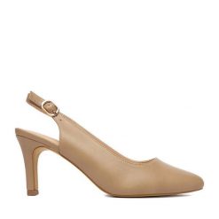 Szpilki JENNY. Brązowe szpilki damskie Jenny, bez wzorów, bez obcasa, bez zapięcia. Za 129.99 zł.