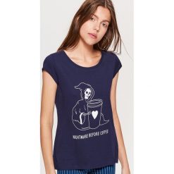 Koszulka HALLOWEEN - Granatowy. Niebieskie t-shirty damskie Cropp. Za 19.99 zł.