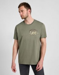 MESKA KOSZULKA LEE BIG LOGO TEE OLIVE GROVE 112355655. Zielone t-shirty męskie Lee, m, bez wzorów, bez kołnierzyka. Za 69.99 zł.