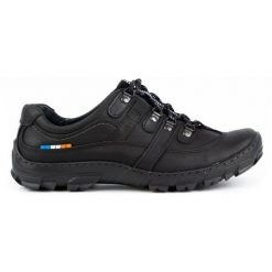 Olivier Skórzane buty trekkingowe męskie 213GT czarne. Czarne trekkingi męskie trekkingowe. Za 319.69 zł.
