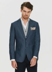 PAKO LORENTE – Granatowa marynarka męska bez podszewki. Marynarki męskie Pako Lorente, bez wzorów, z jeansu, casualowe. Za 399.99 zł.