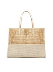 Tommy Hilfiger Torebka Th City Summer Tote Woven AW0AW17640 Beżowy. Brązowe torebki do ręki damskie Tommy Hilfiger, bez wzorów, z materiału, bez dodatków. Za 559.99 zł.