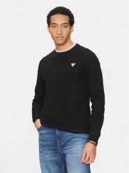 Guess Jeans Longsleeve M4BI77 KCII1 Czarny Regular Fit. Czarne bluzki z długim rękawem męskie Guess Jeans, m, z aplikacjami, z bawełny, bez kołnierzyka. Za 159.99 zł.