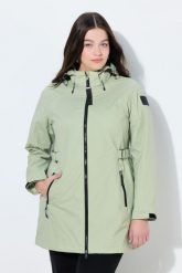 Damskie Kurtka funkcyjna HYPRAR wodoodporna trapezowy krój kaptur. Zielone kurtki damskie Ulla Popken, plus size, bez wzorów, z elastanu, z kapturem. Za 739.99 zł.