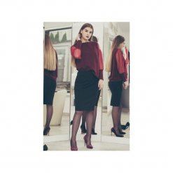 Bluzeczka Szyk Bordo. Czerwone bluzki damskie 3 for u, z tiulu, eleganckie. Za 138.98 zł.