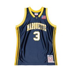 Jersey Marquette University NCAA Dark 2002 Dwyane Wade. Niebieskie koszulki sportowe męskie Mitchell & Ness, bez wzorów, z jersey, bez kołnierzyka, bez ramiączek, do piłki nożnej. Za 1,154.50 zł.