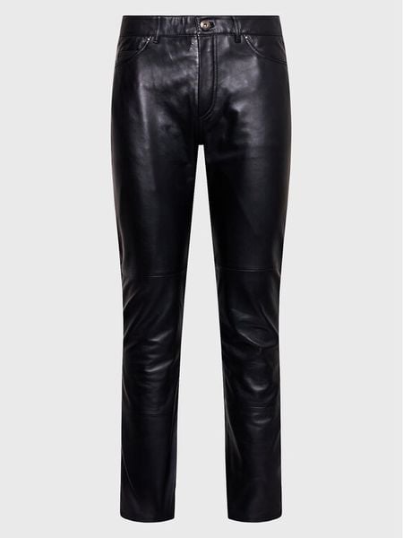 Serge Pariente Spodnie skórzane Sexy Man Czarny Regular Fit. Czarne spodnie materiałowe męskie Serge Pariente, l, bez wzorów, z materiału. Za 599.99 zł.