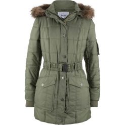 Kurtka parka pikowana z wstawką ze sztucznego futerka bonprix oliwkowy. Zielone kurtki damskie bonprix. Za 189.99 zł.