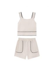 Mayoral Komplet top i szorty materiałowe 6213 Beżowy. Brązowe spodenki dla dziewczynek Mayoral, bez wzorów, z bawełny. Za 144.99 zł.