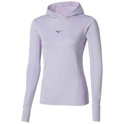 Bluza do biegania damska Mizuno Active Warm Hooded. Niebieskie bluzy sportowe damskie Mizuno, l, bez wzorów, z elastanu, bez kaptura, do biegania. Za 139.99 zł.