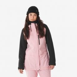 Kurtka narciarska i snowboardowa damska Quechua 500 long. Czarne kurtki sportowe damskie DREAMSCAPE, na zimę, m, bez wzorów, z materiału, bez kaptura, narciarskie. Za 299.99 zł.