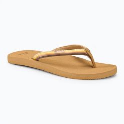 Japonki damskie Rip Curl Freedom Bloom Open Toe. Brązowe klapki damskie Rip Curl, bez wzorów, z materiału, eleganckie, bez obcasa. Za 109.99 zł.