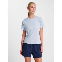 Damski jersey Hummel Pulse. Niebieskie koszulki sportowe damskie Hummel, bez wzorów, z jersey, bez kołnierzyka, bez ramiączek, na fitness i siłownię. Za 132.00 zł.