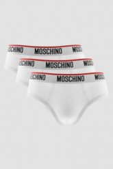 MOSCHINO Białe męskie slipy trzypak, Rozmiar M. Białe slipki męskie MOSCHINO, m, bez wzorów. W wyprzedaży za 199.99 zł.