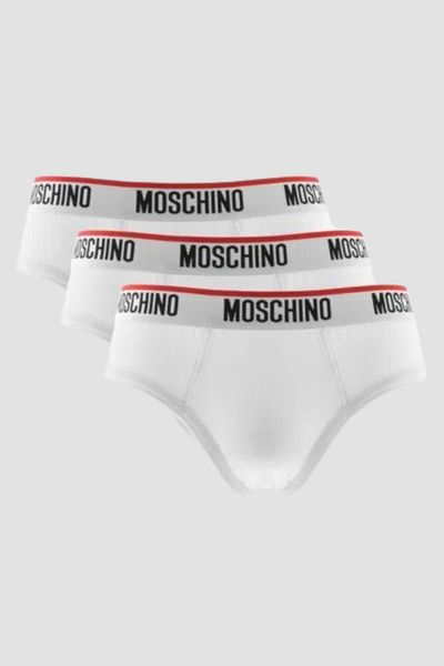 MOSCHINO Białe męskie slipy trzypak, Rozmiar M. Białe slipki męskie MOSCHINO, m, bez wzorów. W wyprzedaży za 199.99 zł.