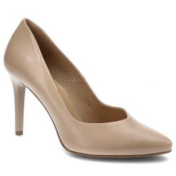 Czółenka damskie Clasicco, skóra naturalna smukły obcas i delikatnie zaokrąglony nosek, beżowe, 1916-876. Brązowe czółenka damskie Clasicco, bez wzorów, ze skóry, biznesowe, bez obcasa, na obcasie, bez zapięcia. Za 269.00 zł.