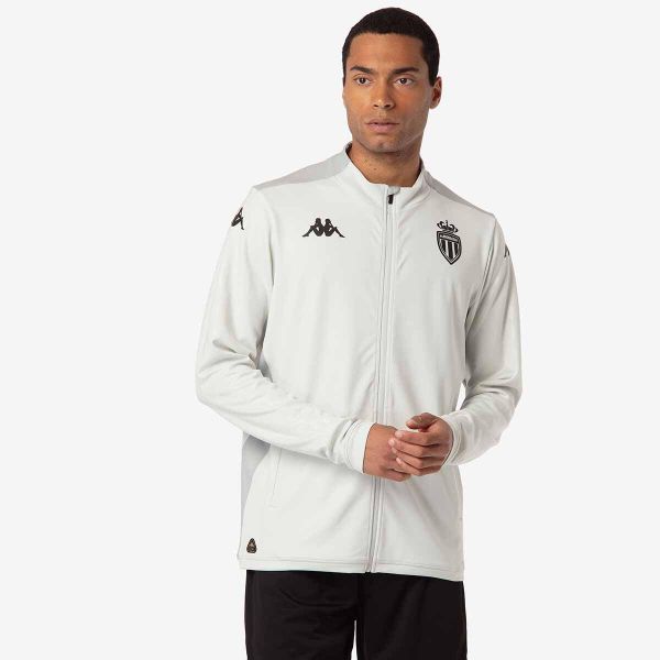 Bluza AS Monaco Arun Pro 8 2024/25. Szare bluzy męskie Kappa, bez wzorów, bez kaptura, do piłki nożnej. W wyprzedaży za 242.10 zł.