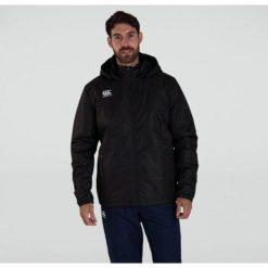 Kurtka wodoodporna Canterbury Club Vaposhield Stadium. Czarne kurtki męskie CANTERBURY, m, bez wzorów, z softshellu, bez kaptura. W wyprzedaży za 550.50 zł.