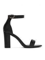 Jenny Fairy Sandały WSS20538-01 HURT Czarny. Czarne sandały damskie Jenny Fairy, bez wzorów, ze skóry, bez obcasa, na słupku, bez zapięcia. Za 99.99 zł.