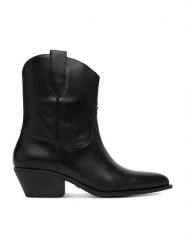 GINO ROSSI Botki C-26117-03 Czarny. Czarne botki damskie Gino Rossi, ze skóry, bez obcasa, na słupku, bez zapięcia. Za 379.99 zł.