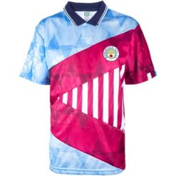 Koszulka retro Manchester City 90s męska. Brązowe koszulki sportowe męskie MANCHESTER CITY, m, bez wzorów, z poliesteru, bez kołnierzyka, bez ramiączek, do piłki nożnej. Za 252.99 zł.