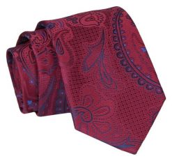 Krawat - ALTIES - Czerwony, Duży Wzór. Czerwone krawaty i muchy Alties, bez wzorów, z tkaniny, eleganckie. Za 49.00 zł.