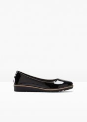 Baleriny. Czarne baleriny damskie bonprix, bez wzorów, eleganckie, bez obcasa. Za 94.99 zł.