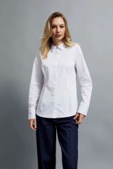 Gładka koszula biała. Białe koszule damskie MOODO, xl, bez wzorów, z bawełny, bez kołnierzyka. W wyprzedaży za 47.99 zł.