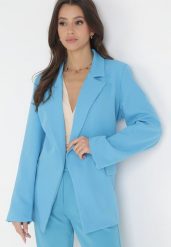 Niebieska Marynarka Oversize Niezapinana Basi. Niebieskie żakiety damskie Born2be, l, bez wzorów. Za 119.99 zł.