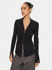 Patrizia Pepe Bluzka 8M1663/JZ26-K103 Czarny Regular Fit. Czarne bluzki damskie Patrizia Pepe, m, bez wzorów, z syntetyku, bez kołnierzyka, bez ramiączek. Za 689.99 zł.