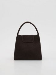 Zamszowa torebka shopper z saszetką - ciemnobrązowy. Brązowe torebki shopper damskie Reserved, bez wzorów, z zamszu, zamszowe, bez dodatków. Za 499.99 zł.