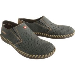 RIEKER B2487-14 blue, półbuty/mokasyny męskie. Niebieskie mokasyny męskie Rieker, bez zapięcia. W wyprzedaży za 242.90 zł.